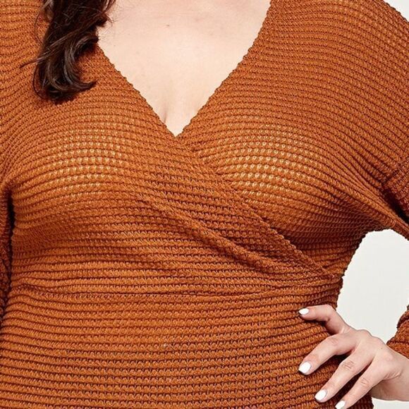 Plus size camel autumn winter sweater knit top‎ - Picture 6 of 8
